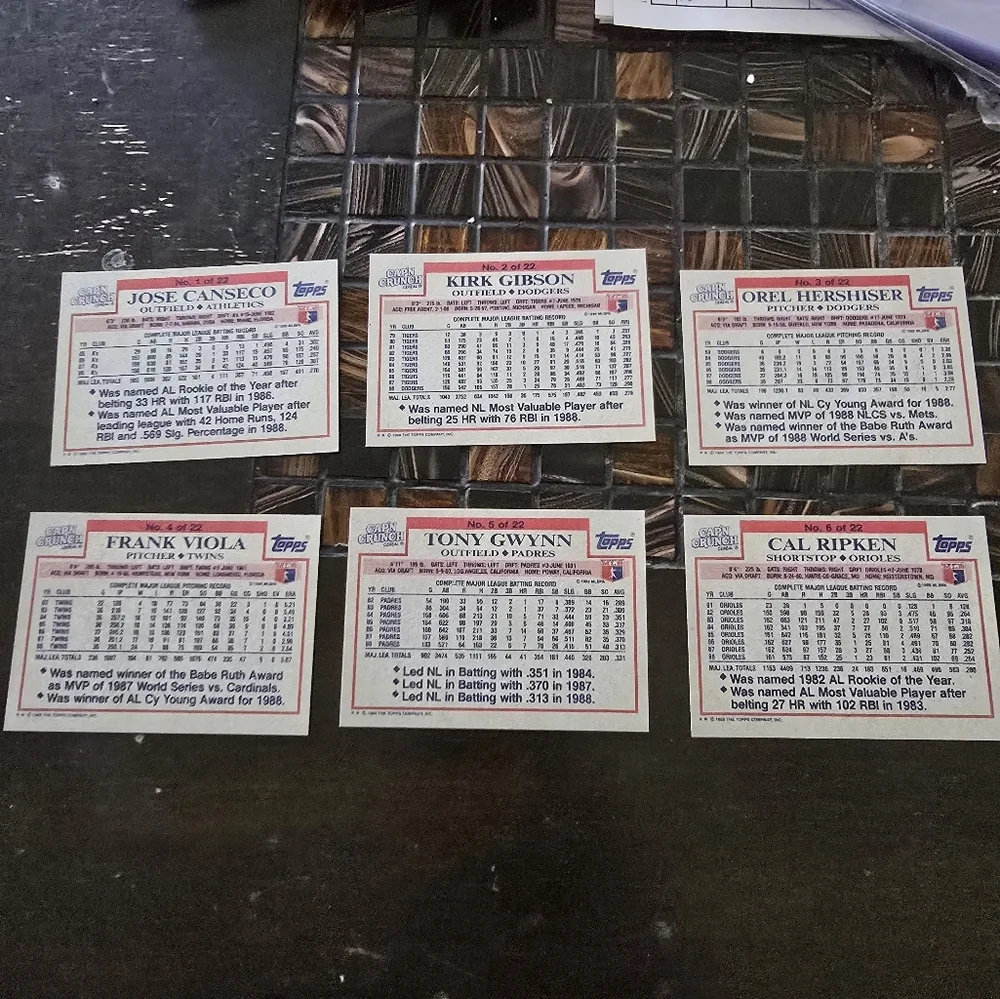 Topps 1989 Cap'N Crunch Full Set of 1-22 Baseball Cards - Picture 5 of 8